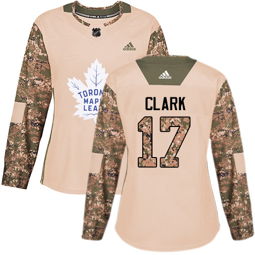Adidas Maple Leafs #17 Wendel Clark Camo Authentic Veterans Day Women's Stitched NHL Jersey